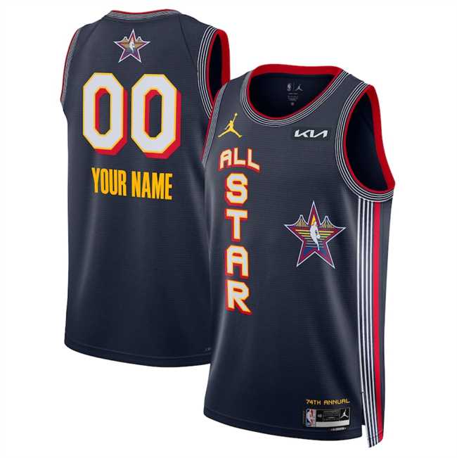 Men%27s 2025 All-Star Active Player Custom Navy Stitched Basketball Jersey